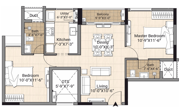 The Prestige City Ghaziabad 4 BHK Apartment Floor Plan